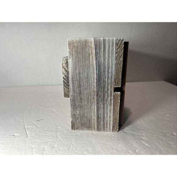 Rustic Gray Wall Mounted Wooden Wine Rack Shelf Holds 4 Bottles 4 Glasses - Picture 9 of 11